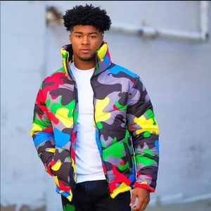 Unisex camouflage bubble coat